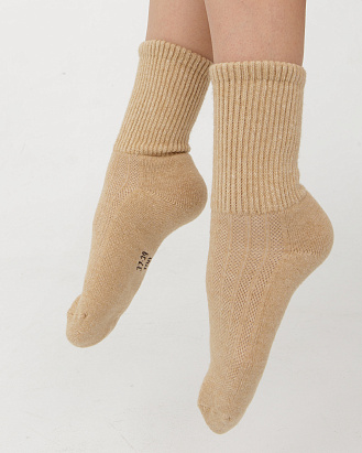 Теплые носки из монгольской шерсти бежевые